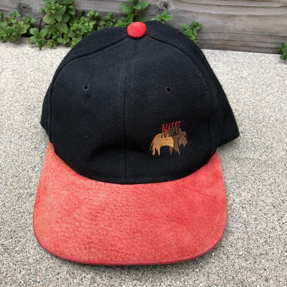 NALU Hawaiian Buffalo Snapback Hat Men's Black Adjustable Cap Embroidered